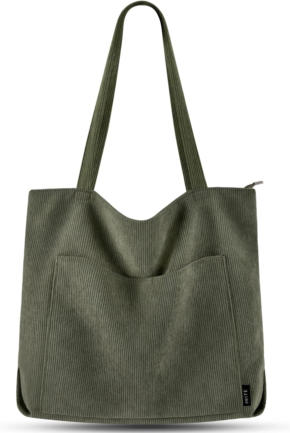 Prite Corduroy Tote Bag for Women - Zippered Shoulder Bag