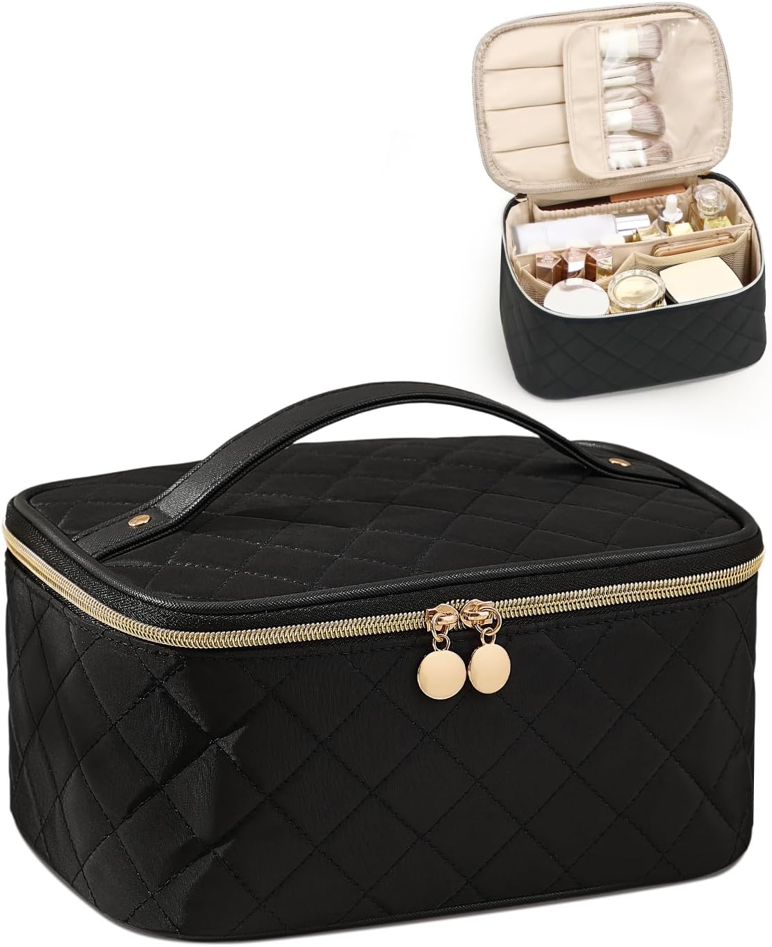 Prite Large Capacity Waterproof Makeup Bag with Dividers