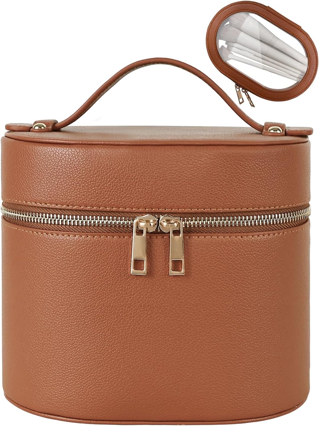 Prite PU Leather Makeup Bag with Removable Compartments