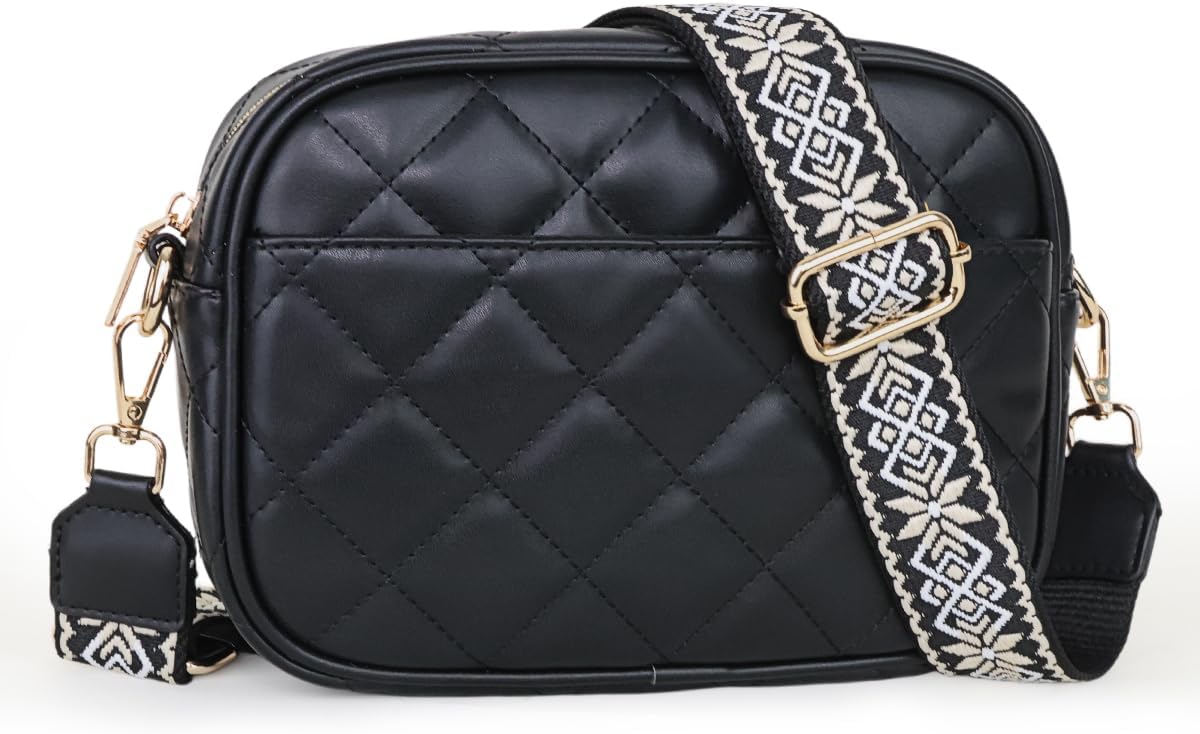 Prite Quilted Crossbody Purse - Vegan Leather Shoulder Bag